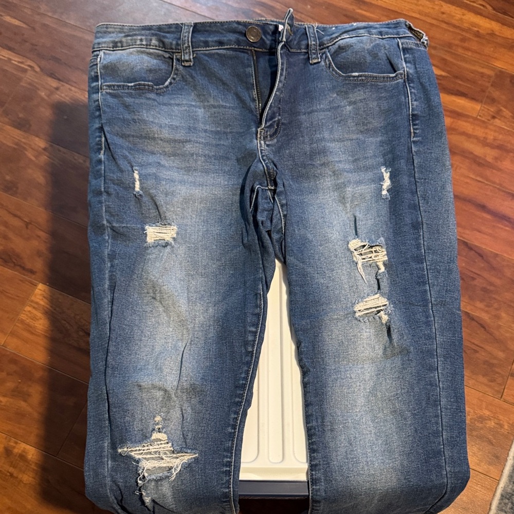 Distressed Blue Jeans